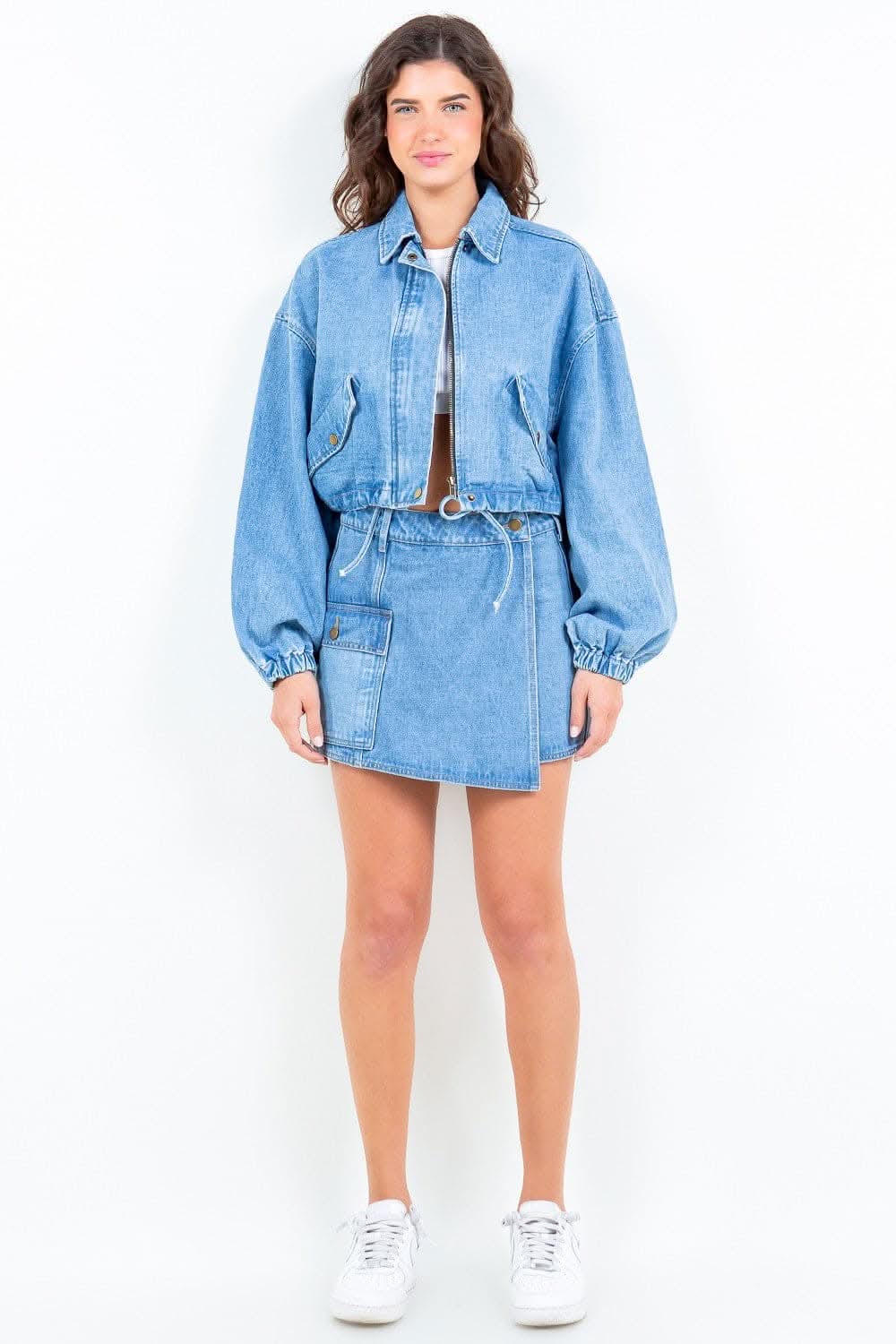 Trendy cargo pocket skort, mini - Love Salve
